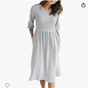 Merokeety Dress - Striped Black White- Size Small - Pockets!